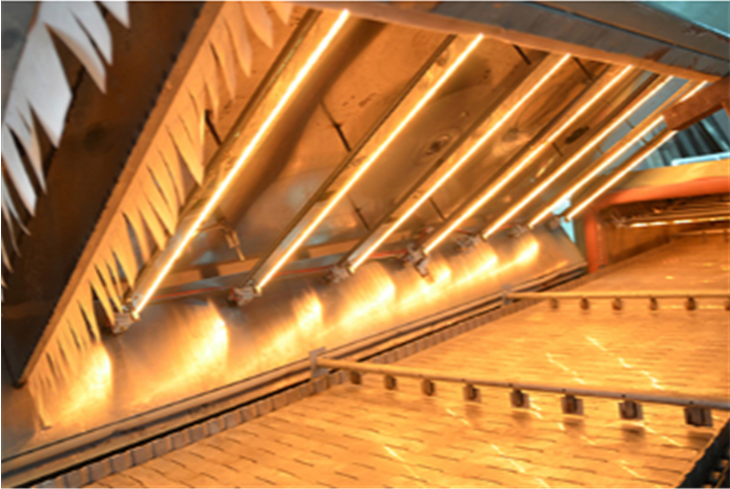 linear infrared lamp for deck oven